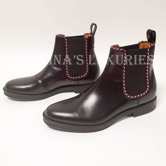 GUCCI BOOTS MENS CHELSEA ANKLE BLACK LEATHER ELASTIC GORES - Picture 5 of 12